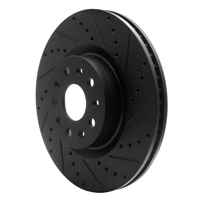 Cadillac CT6 Brake Rotor (1) - Front Right - R1 Concepts - Drilled & Slotted - Black - `14-`25
